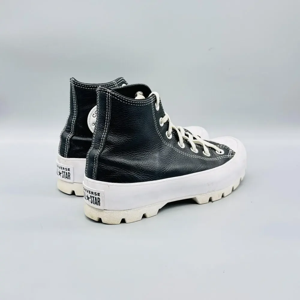 Converse Shoes Women 7.5 Black Leather Chuck Taylor All Star 2 High Top Sneakers - Picture 7 of 10